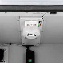 Fitted with a smoke alarm, capable of being linked into a fire alarm panel